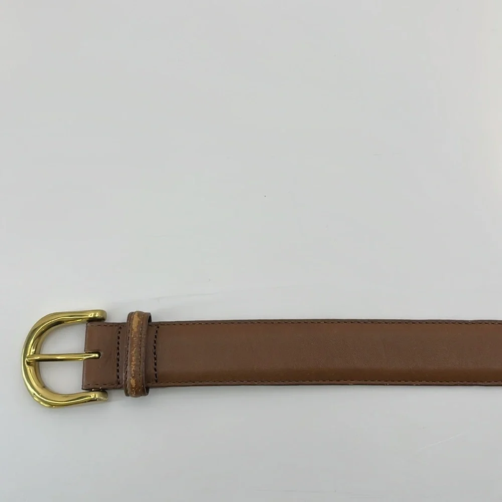 Vintage Lands End 506 Brown Leather Belt w/ Brass Buckle- Women’s Size Small